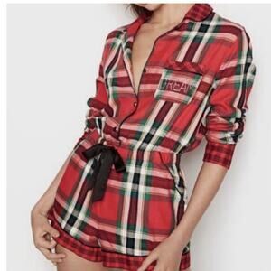 Victoria's Secret Onesie Pajama Romper Plaid M
